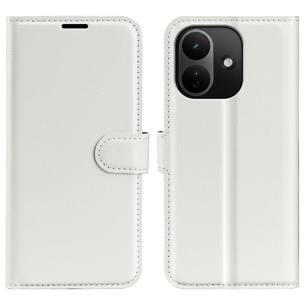 Litchi könyvformájú tok a Xiaomi Redmi Note 17 Pro 5G-hez – fehér