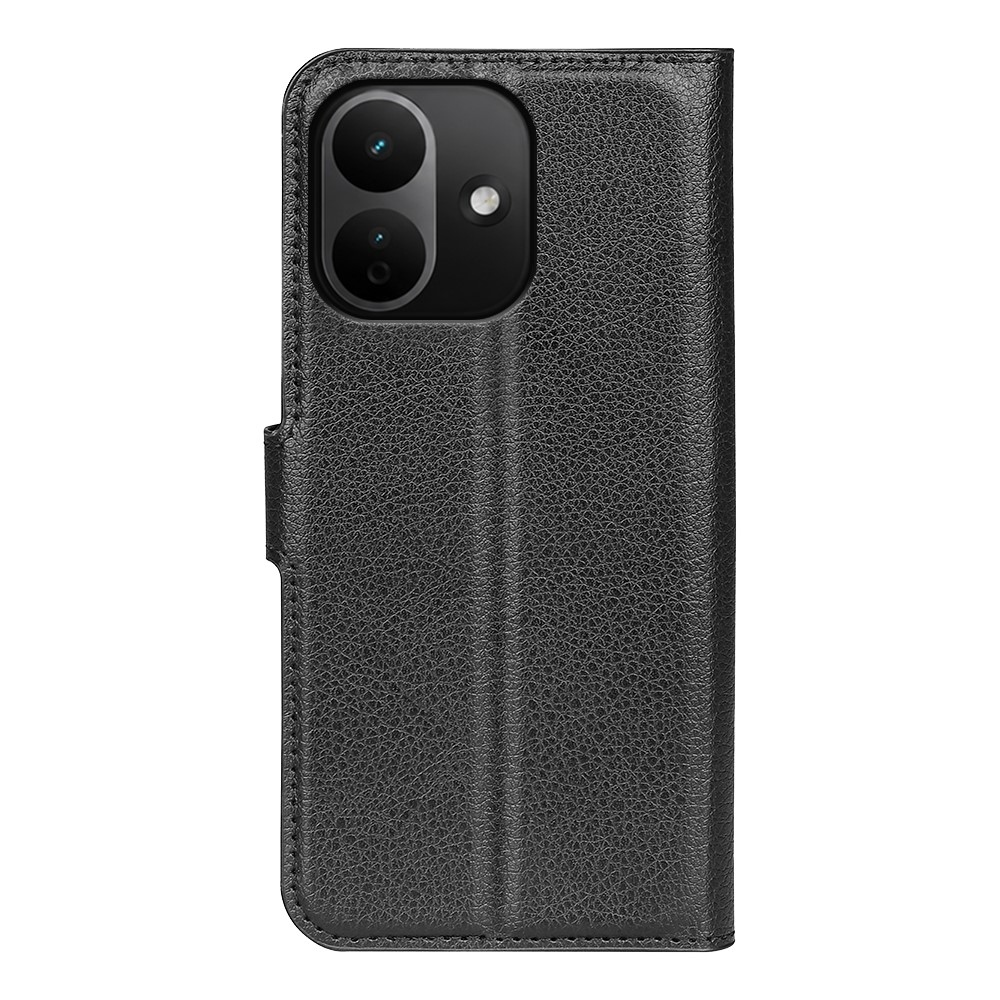 Litchi könyvformájú tok a Xiaomi Redmi Note 17 Pro 5G-hez – fekete