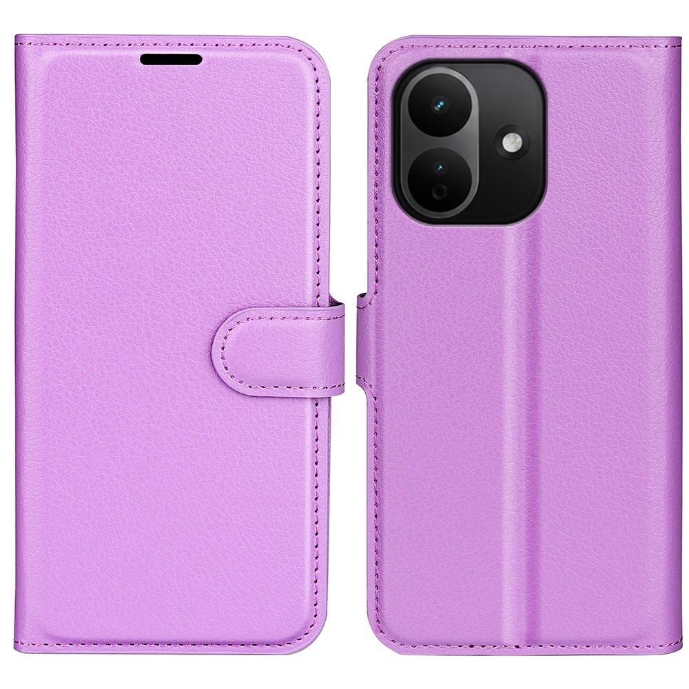 Litchi könyvformájú tok a Xiaomi Redmi Note 17 Pro 5G-hez – lila