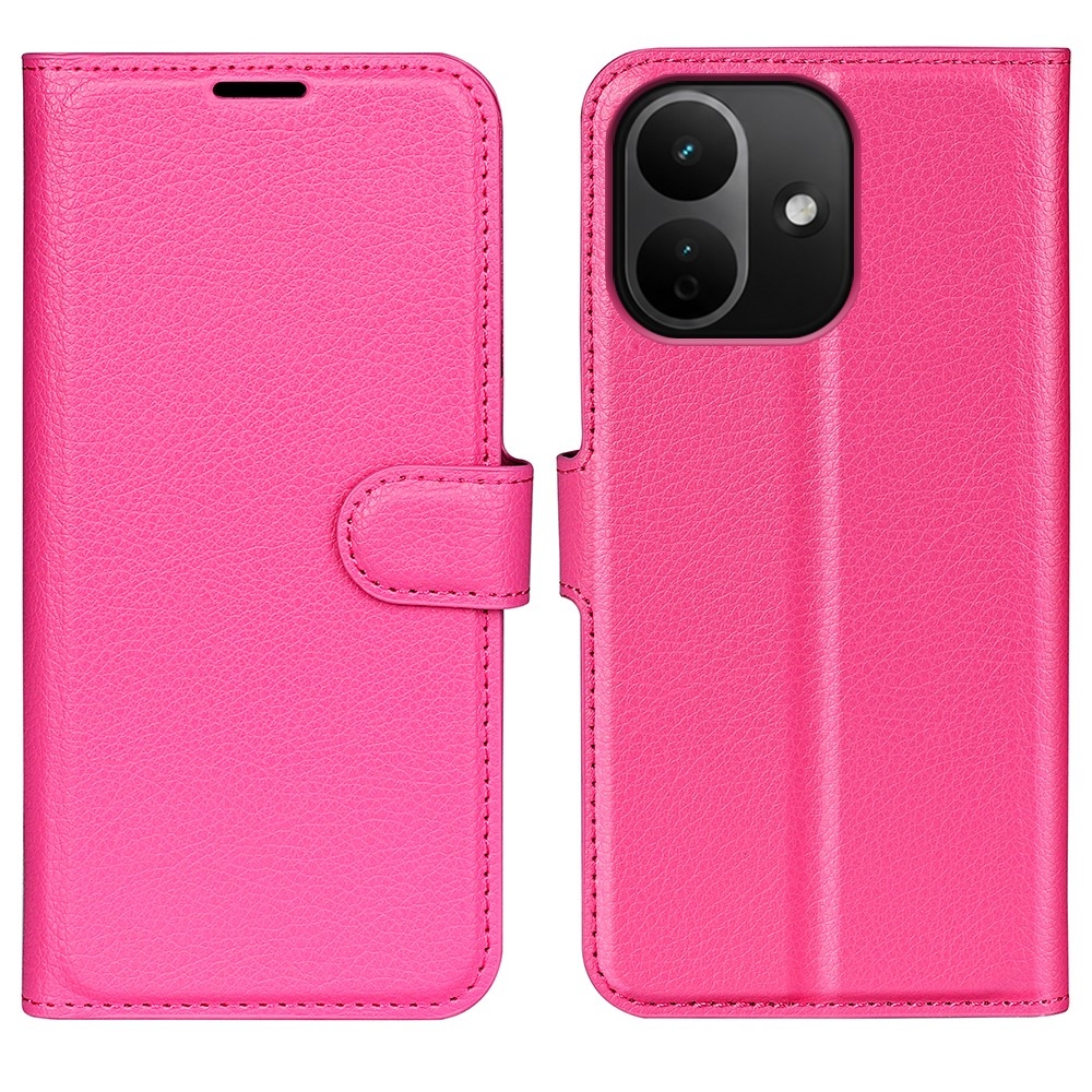 Litchi könyvformájú tok a Xiaomi Redmi Note 17 Pro 5G-hez – rózsaszín