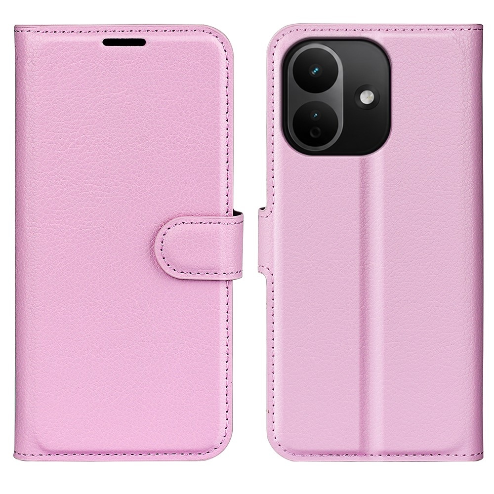Litchi könyvformájú tok a Xiaomi Redmi Note 17 Pro 5G-hez – rózsaszín