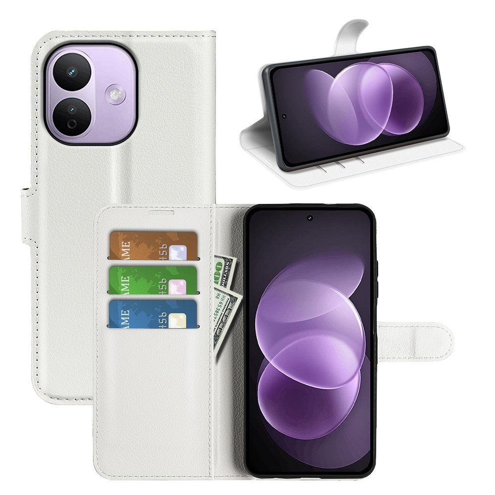 Litchi könyvszerű tok a Xiaomi Redmi Note 17 Pro Max 5G-hez – fehér