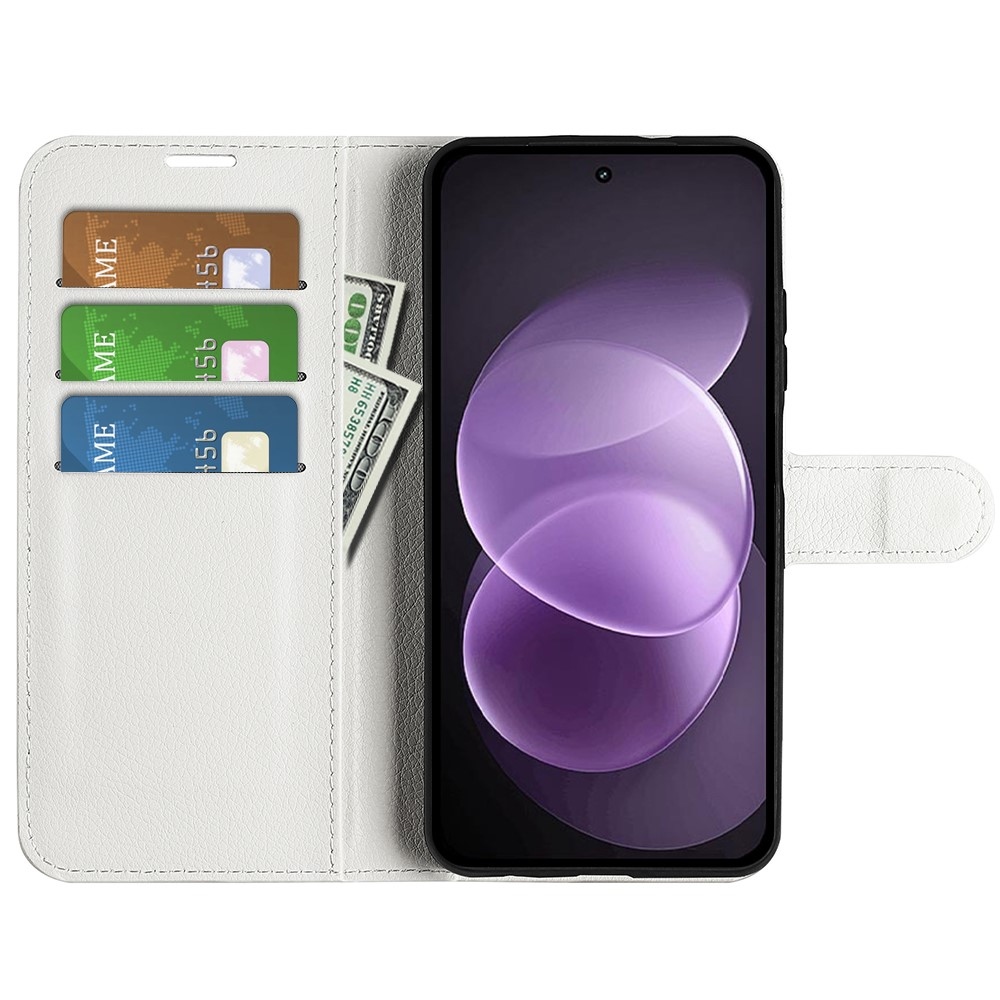 Litchi könyvszerű tok a Xiaomi Redmi Note 17 Pro Max 5G-hez – fehér