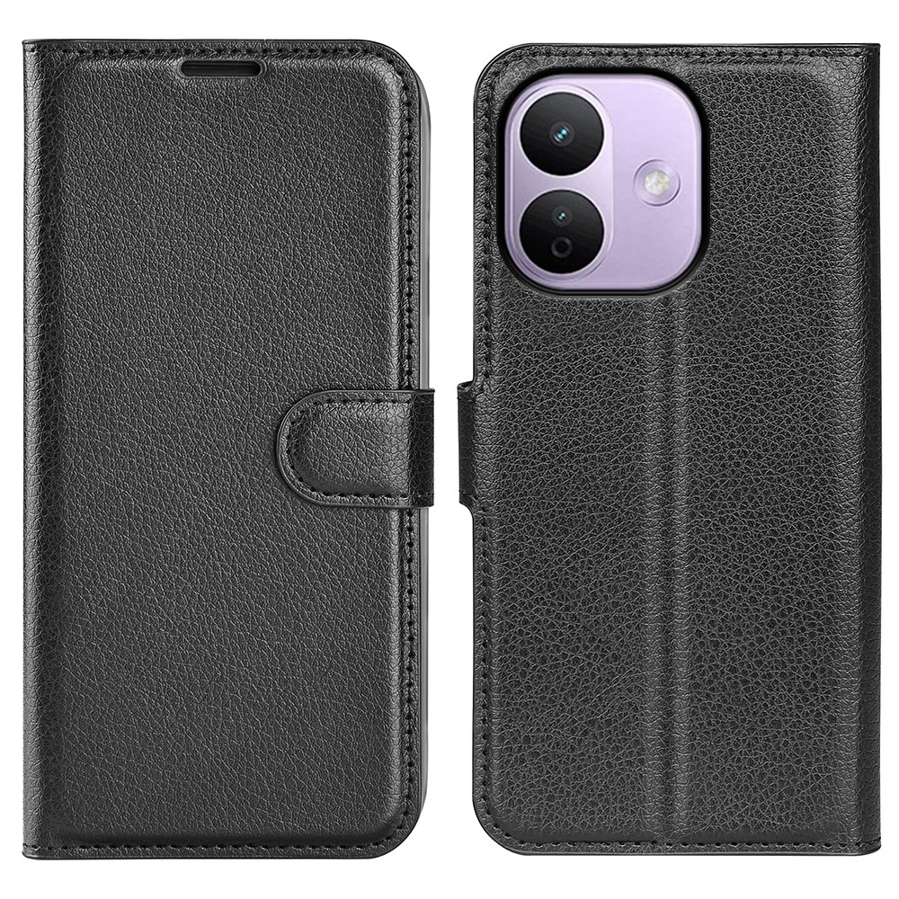 Litchi könyvformájú tok a Xiaomi Redmi Note 17 Pro Max 5G-hez – fekete
