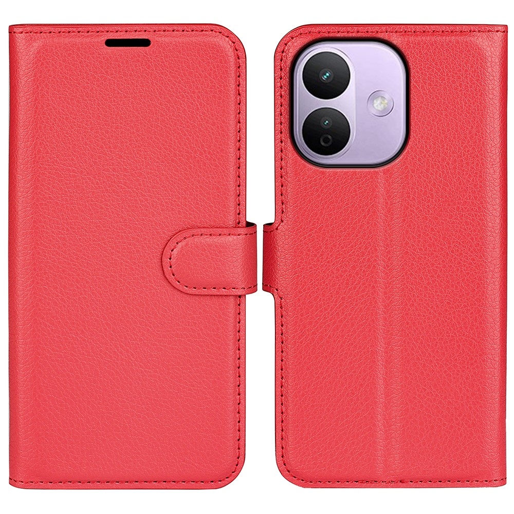 Litchi könyvformájú tok a Xiaomi Redmi Note 17 Pro Max 5G-hez – piros