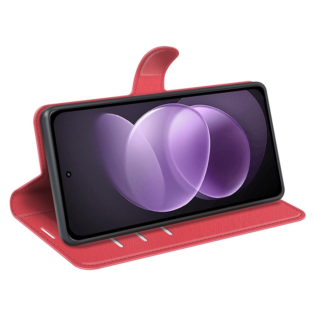 Litchi könyvformájú tok a Xiaomi Redmi Note 17 Pro Max 5G-hez – piros