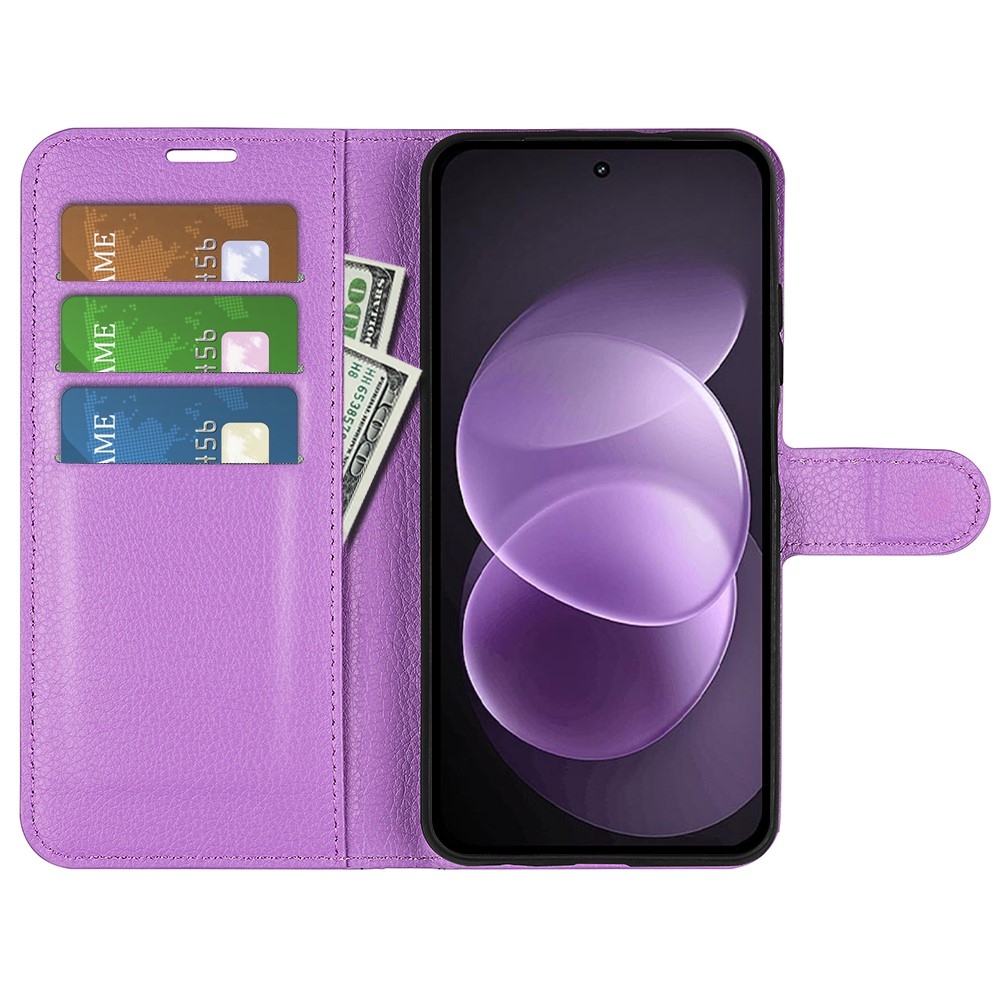 Litchi könyvformájú tok a Xiaomi Redmi Note 17 Pro Max 5G-hez – lila