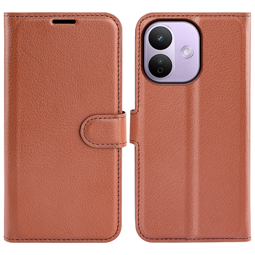 Litchi könyvformájú tok a Xiaomi Redmi Note 17 Pro Max 5G-hez – barna