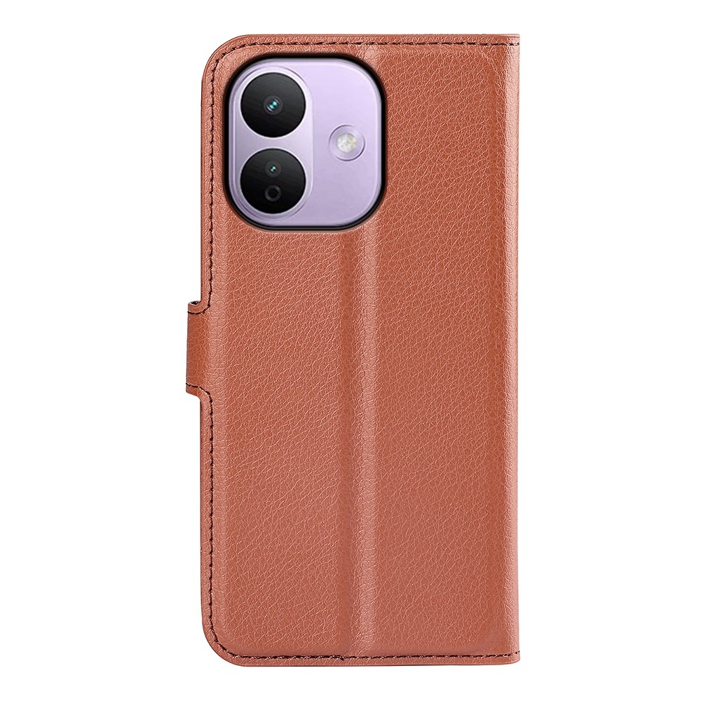 Litchi könyvformájú tok a Xiaomi Redmi Note 17 Pro Max 5G-hez – barna