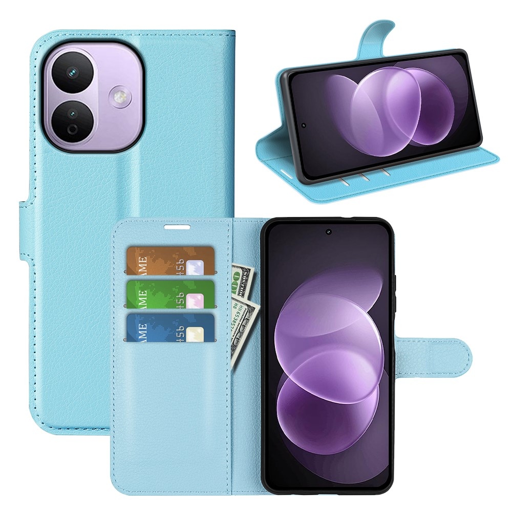Litchi könyvformájú tok a Xiaomi Redmi Note 17 Pro Max 5G-hez – kék