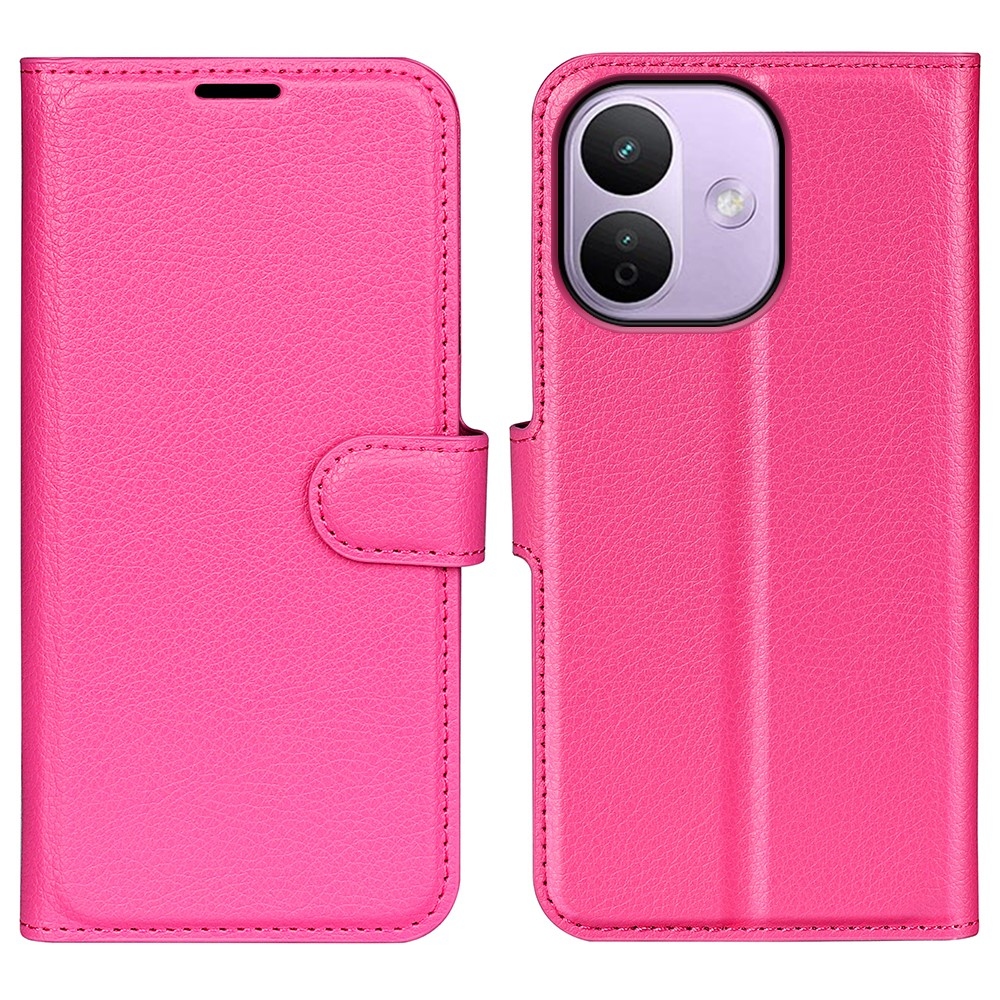 Litchi könyvformájú tok a Xiaomi Redmi Note 17 Pro Max 5G-hez – rózsaszín