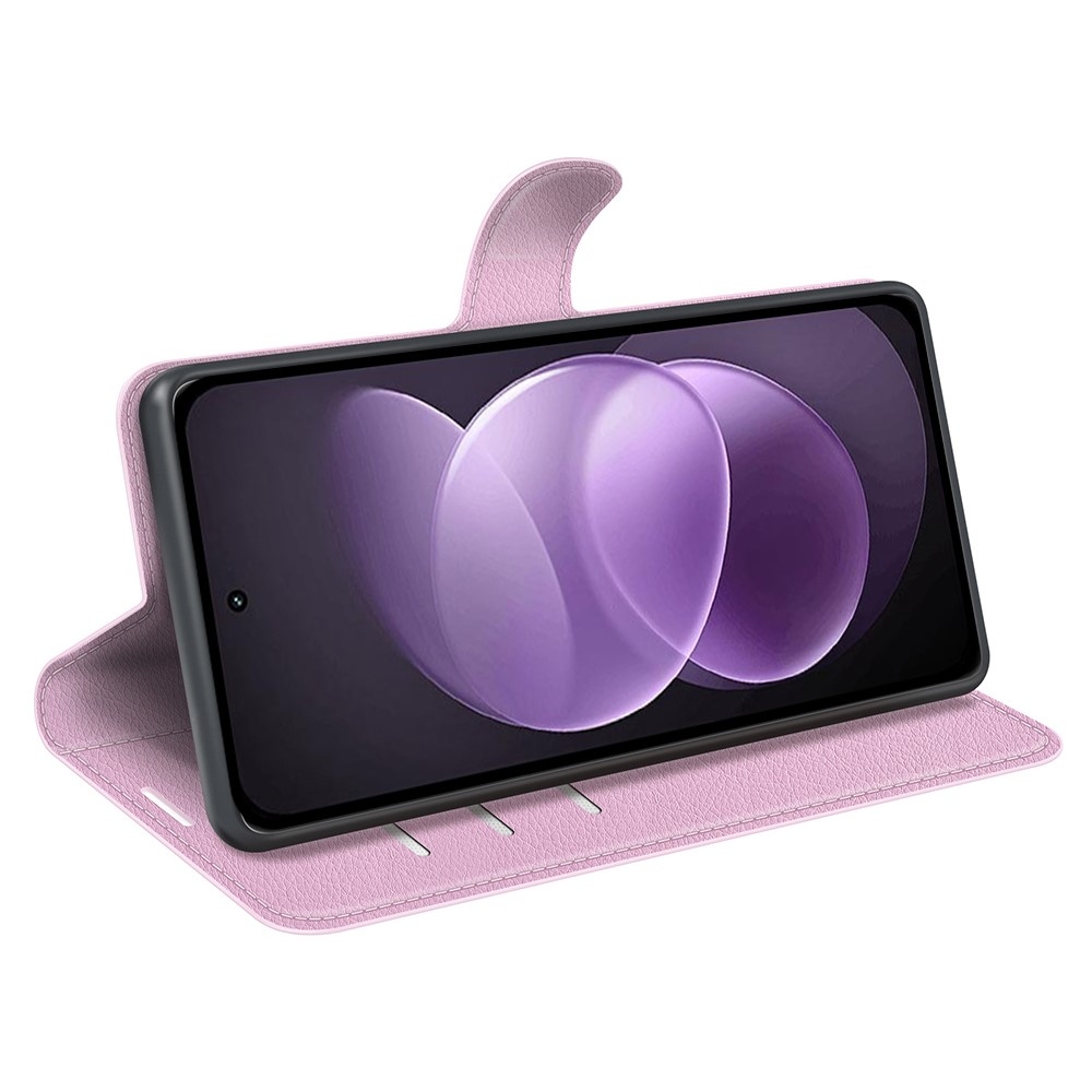 Litchi könyvformájú tok a Xiaomi Redmi Note 17 Pro Max 5G-hez – rózsaszín