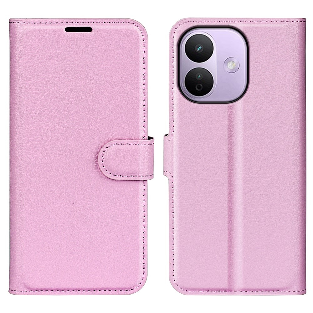 Litchi könyvformájú tok a Xiaomi Redmi Note 17 Pro Max 5G-hez – rózsaszín
