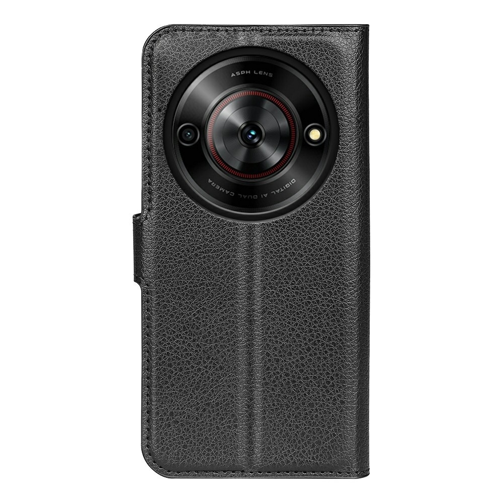 Litchi könyv tok a ZTE Blade A75 5G-hez - fekete