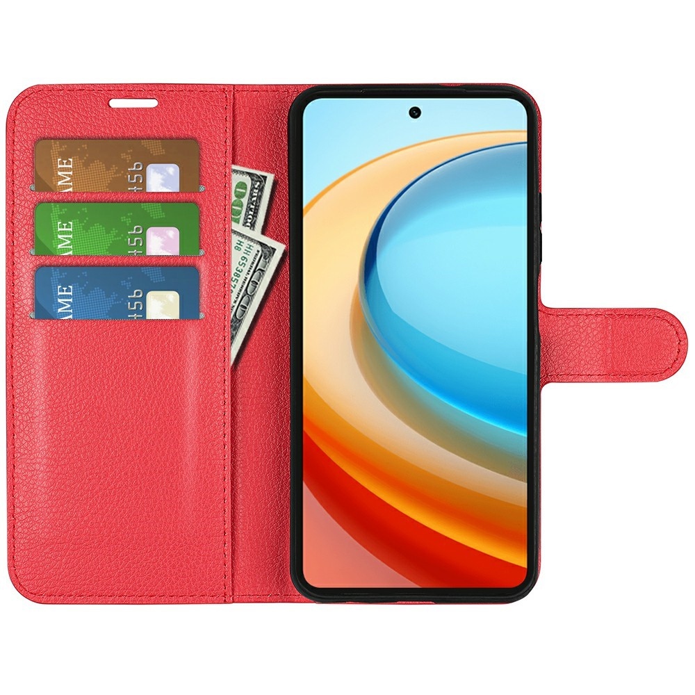 Litchi könyv tok a ZTE Blade A75 5G-hez - piros