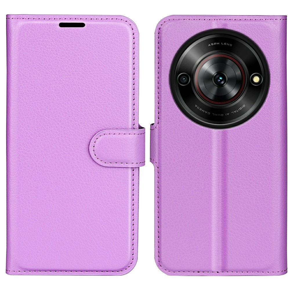 Litchi könyv tok a ZTE Blade A75 5G-hez - lila