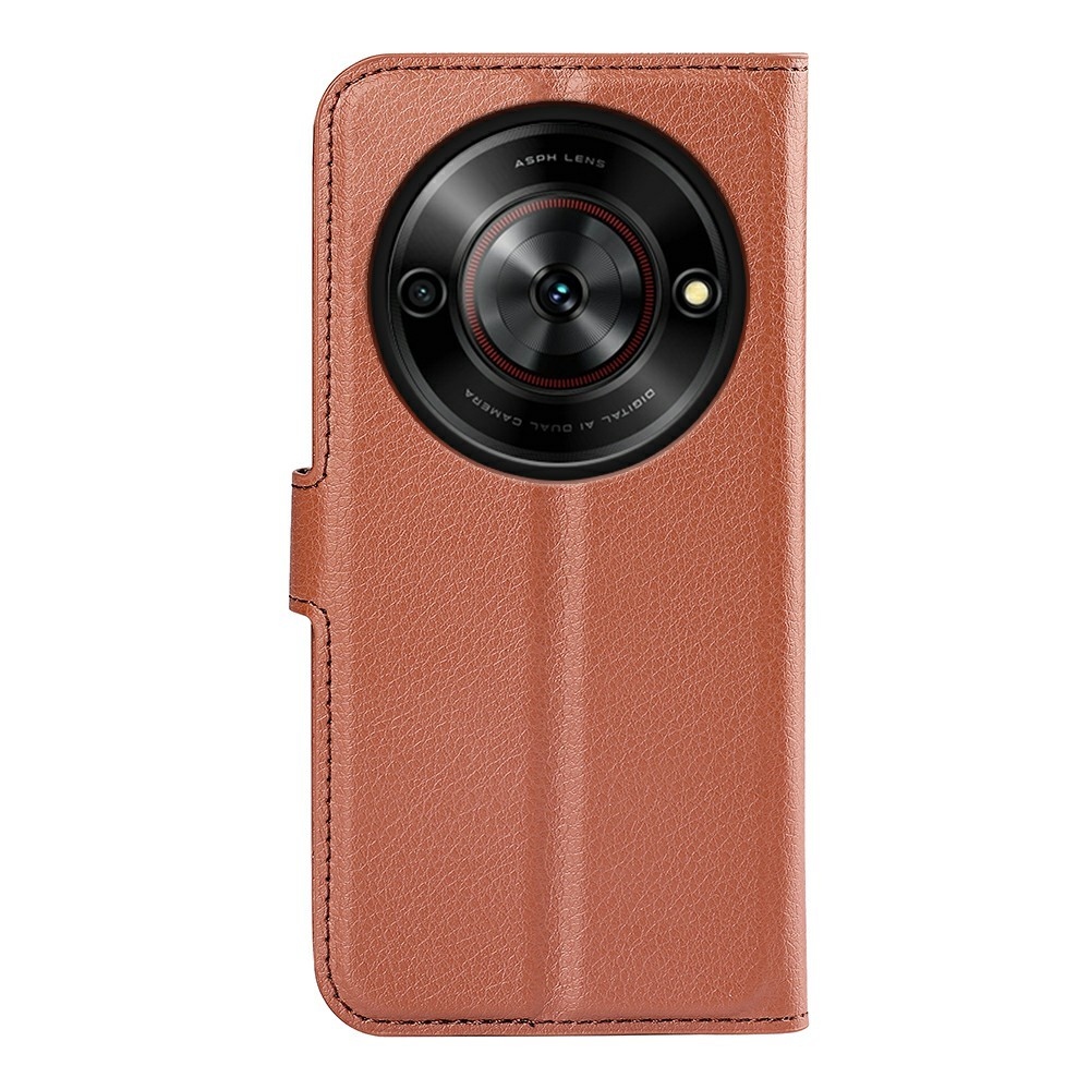 Litchi könyv tok a ZTE Blade A75 5G-hez - barna színű