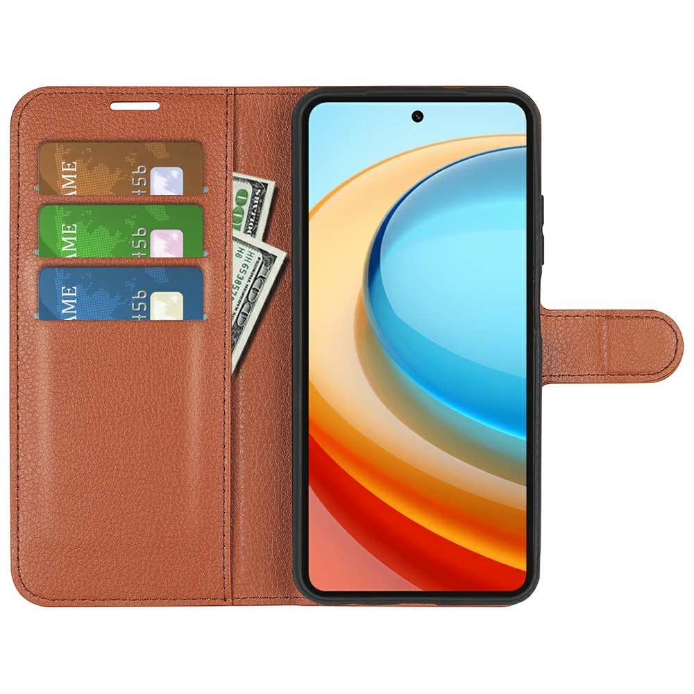 Litchi könyv tok a ZTE Blade A75 5G-hez - barna színű