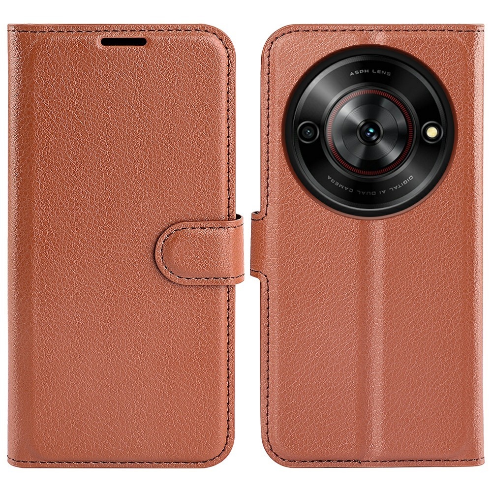 Litchi könyv tok a ZTE Blade A75 5G-hez - barna színű