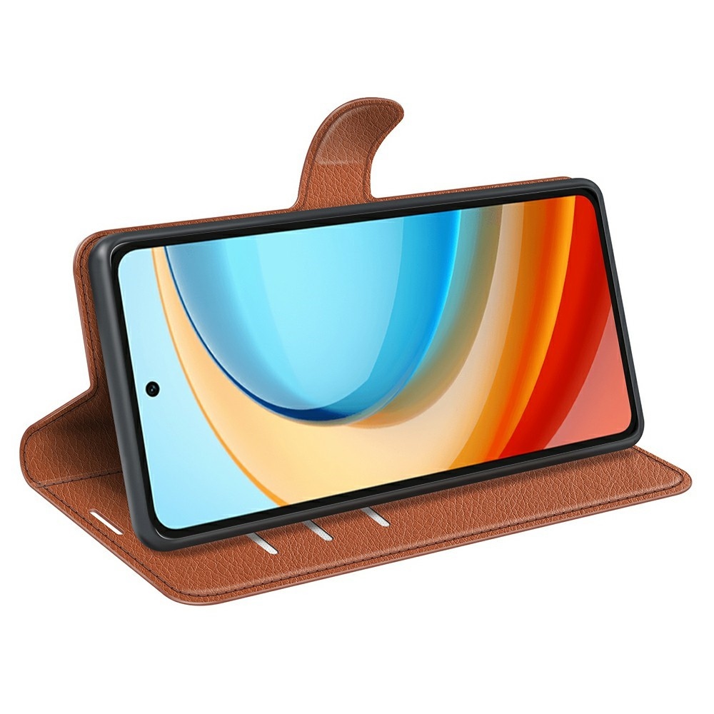 Litchi könyv tok a ZTE Blade A75 5G-hez - barna színű