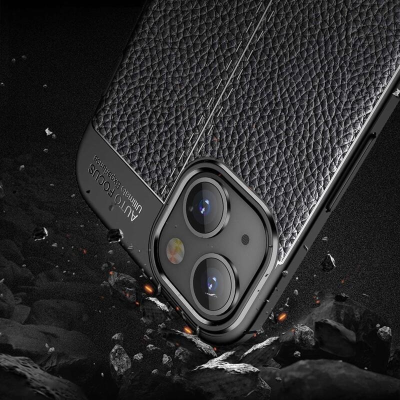 Litchi tartós zselés tok iPhone 14 Plus készülékhez - fekete