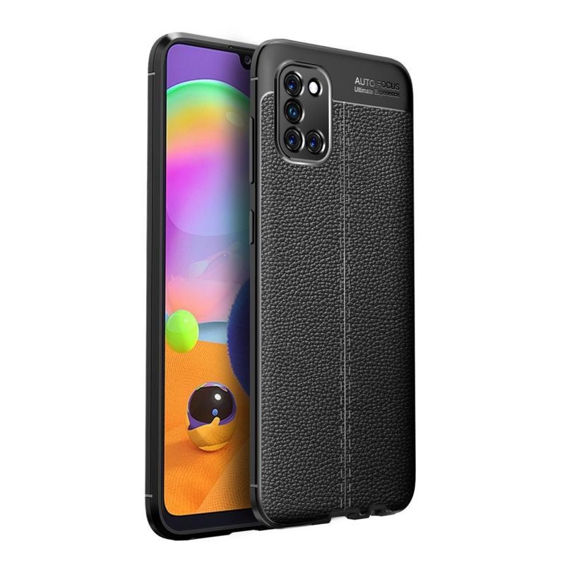 Litchi strapabíró gél tok a Samsung Galaxy A31 mobiltelefonhoz – fekete