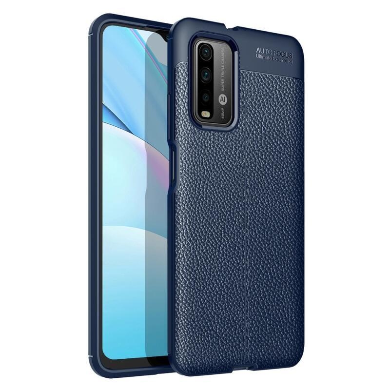 Litchi tartós zselés tok textúrával a Xiaomi Poco M3-hoz - sötétkék