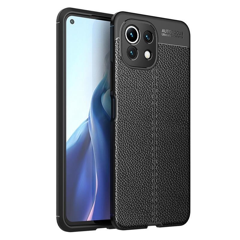 Litchi tartós texturált zselés tok Xiaomi Mi 11 Lite 4G/5G/11 Lite 5G NE - fekete