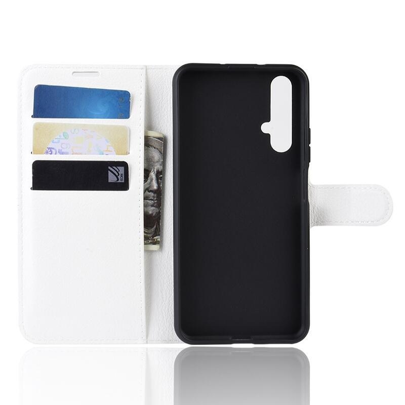 Litchi pénztárca tok a Honor 20/Huawei Nova 5T számára - fehér
