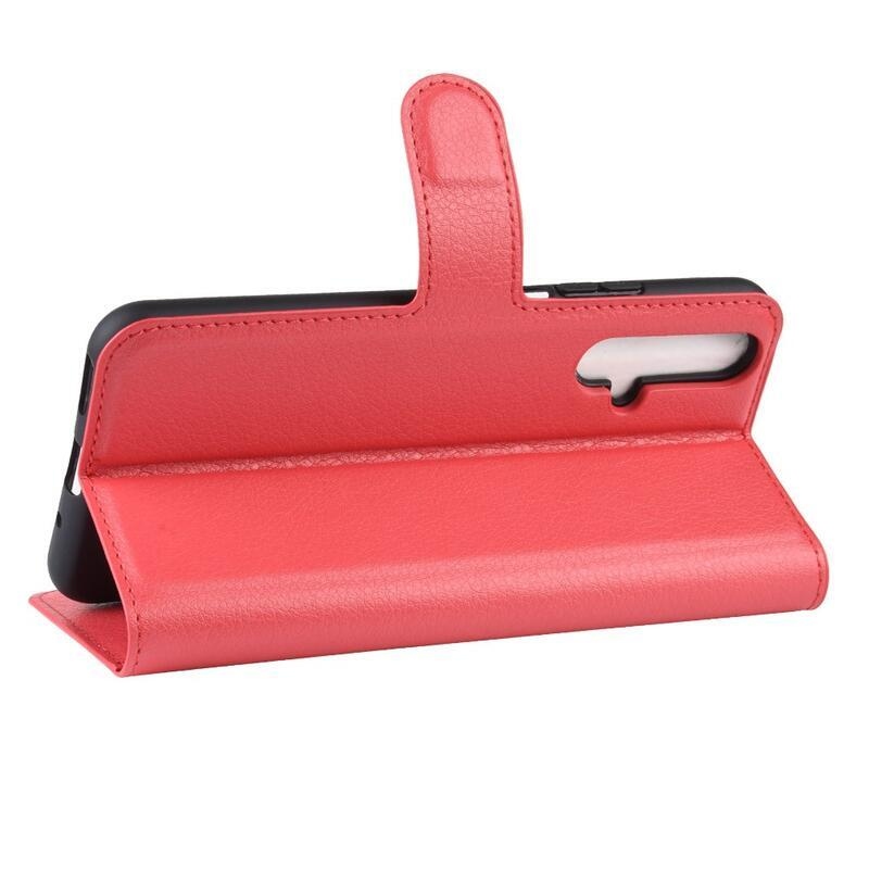 Litchi pénztárca tok a Honor 20/Huawei Nova 5T számára - piros