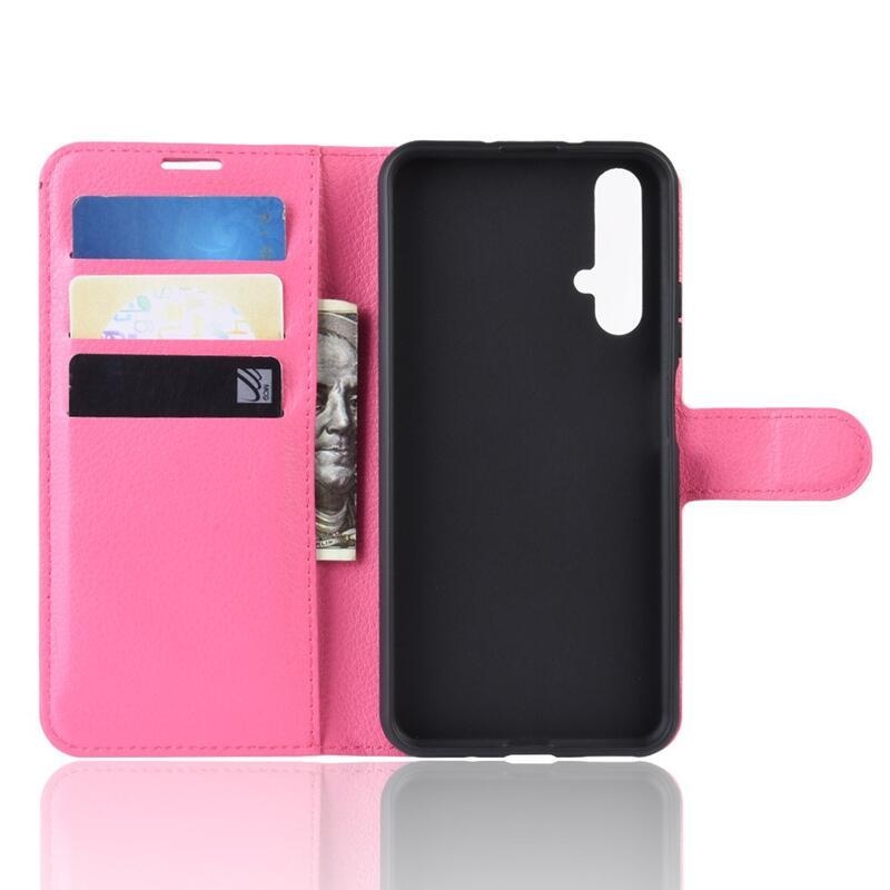 Litchi pénztárca tok Honor 20/Huawei Nova 5T - rózsa