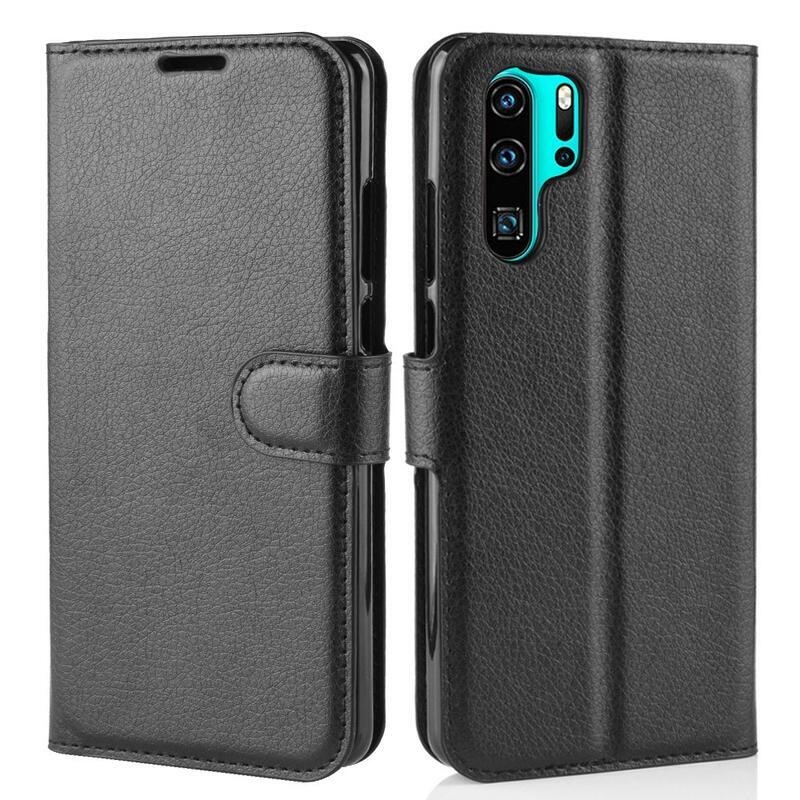 Litchi pénztárca tok Huawei P30 Pro-hoz - fekete