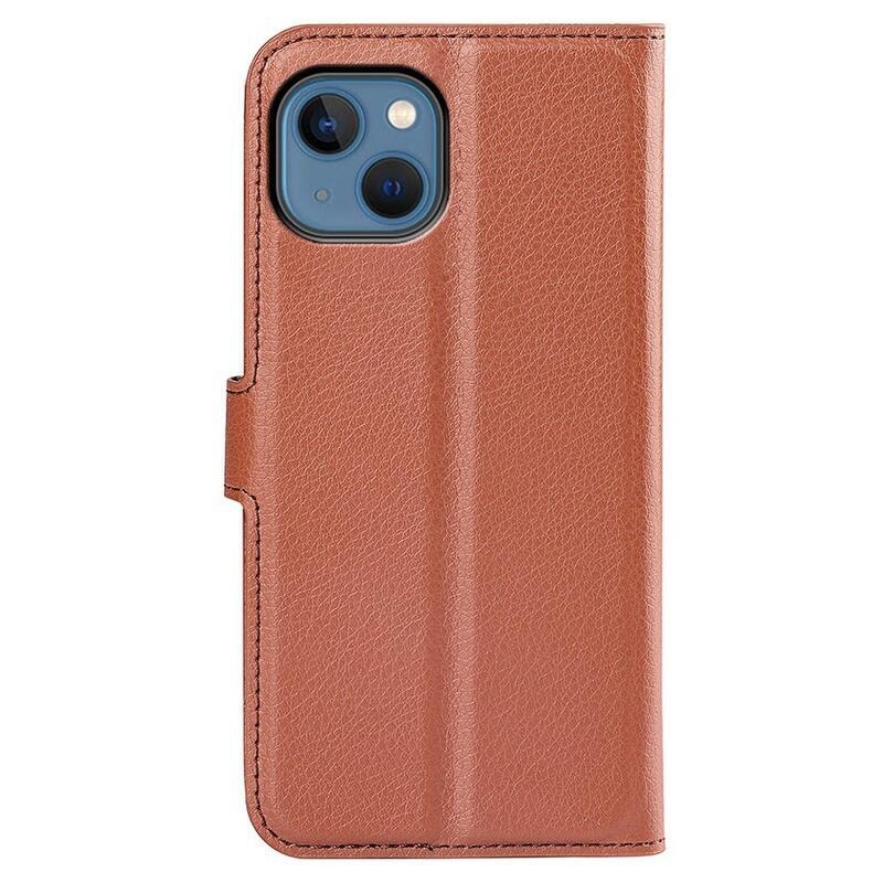 Litchi pénztárca tok iPhone 14 Plus készülékhez - barna