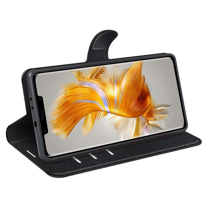 Litchi pénztárca tok Huawei Mate 50 Pro-hoz - fekete