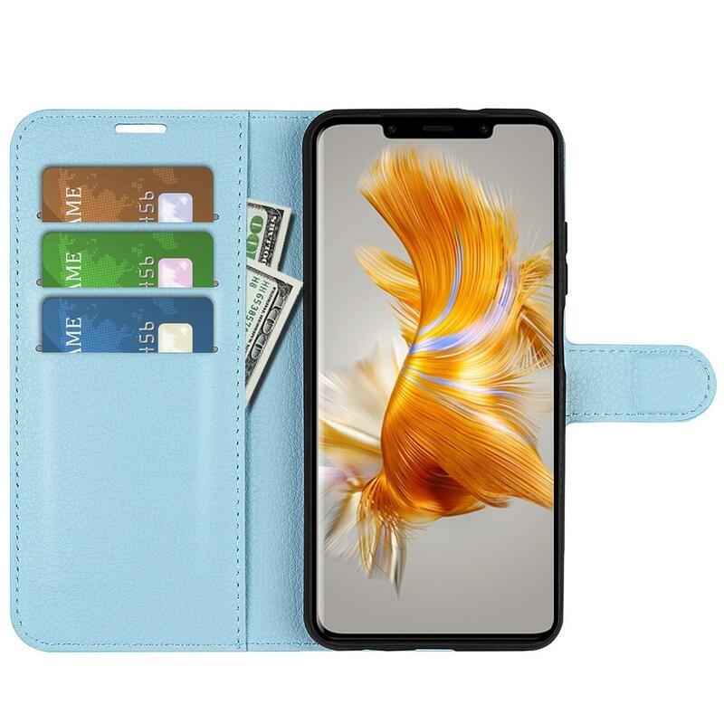 Litchi pénztárca tok Huawei Mate 50 Pro-hoz - kék