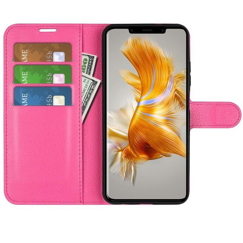 Litchi pénztárca tok a Huawei Mate 50 Pro-hoz - rózsaszínű