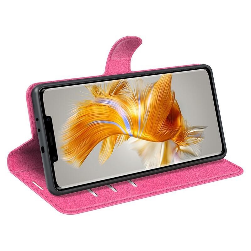 Litchi pénztárca tok a Huawei Mate 50 Pro-hoz - rózsaszínű