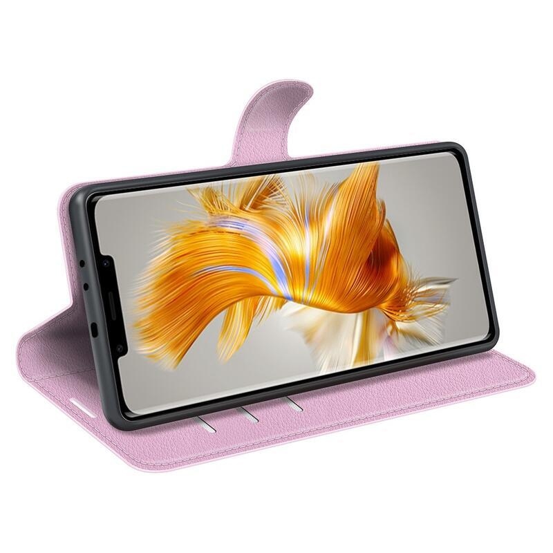 Litchi pénztárca tok Huawei Mate 50 Pro-hoz - rózsaszín