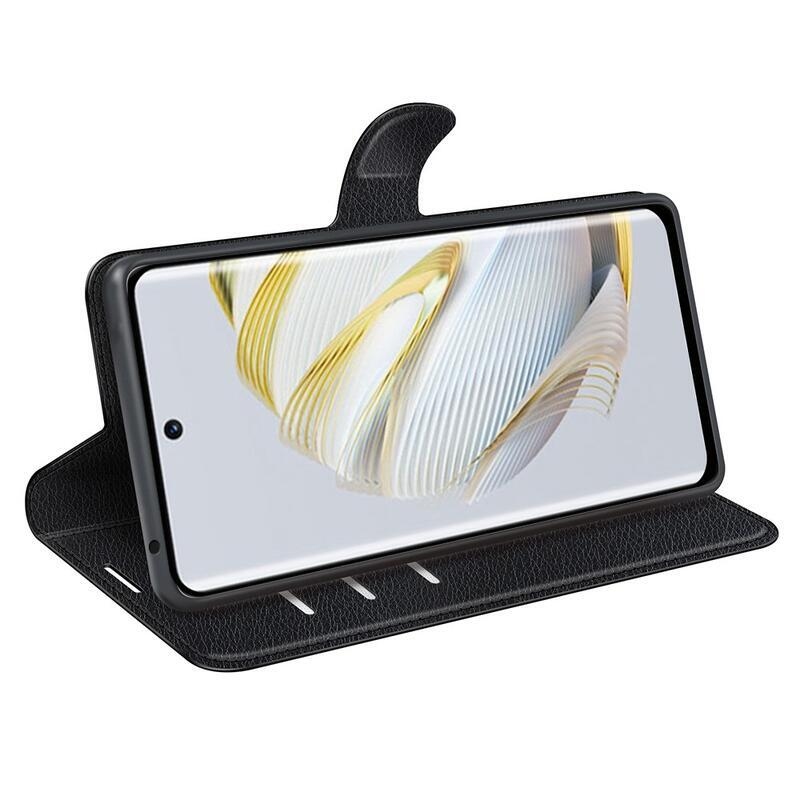 Litchi pénztárca tok a Huawei Nova 10 számára - fekete