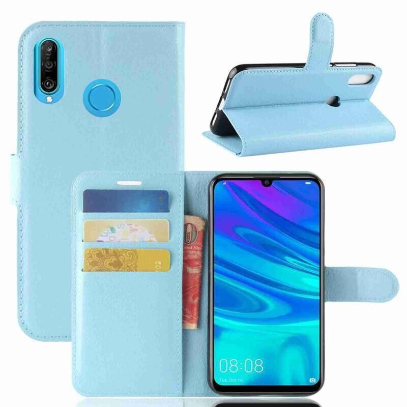Litchi pénztárca tok Huawei P30 Lite-hoz - kék
