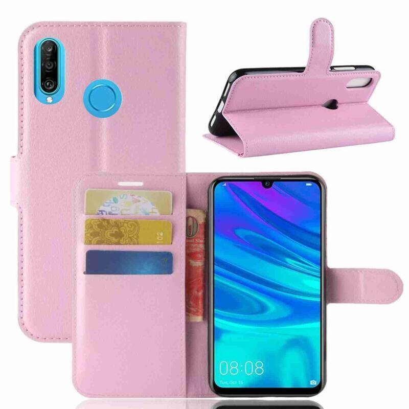 Litchi pénztárca tok Huawei P30 Lite-hoz - rózsaszín