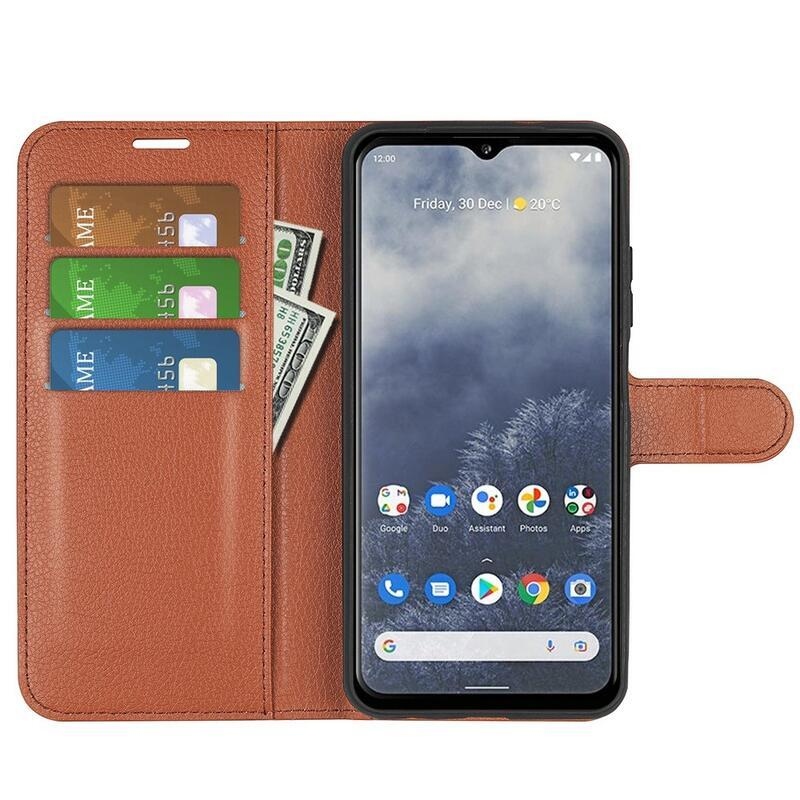 Litchi pénztárca tok Nokia G60 5G készülékhez - barna