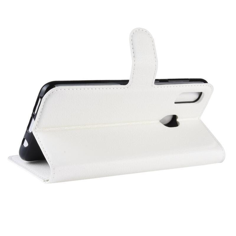 Litchi pénztárca tok Samsung Galaxy A20e készülékhez - fehér