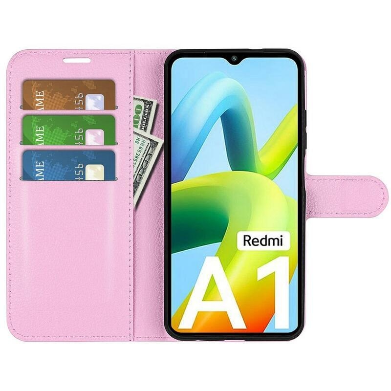 Litchi pénztárca tok Xiaomi Redmi A1/Redmi A2 - pink