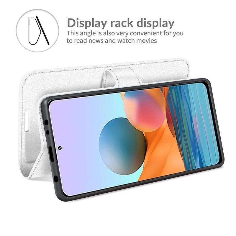 Litchi pénztárca tok a Xiaomi Redmi Note 10 Pro-hoz - fehér