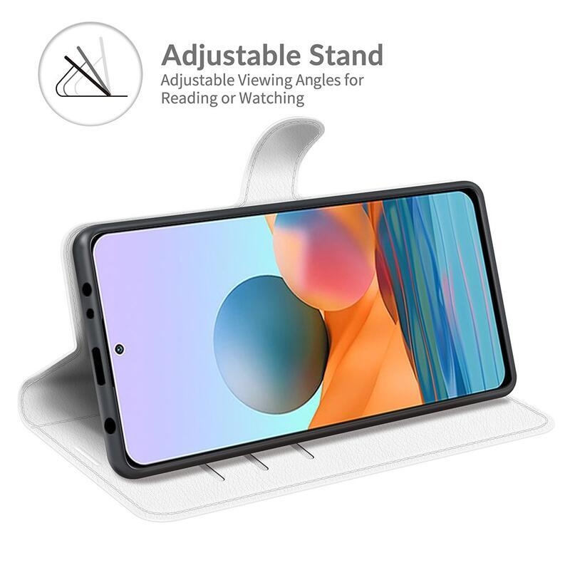 Litchi pénztárca tok a Xiaomi Redmi Note 10 Pro-hoz - fehér