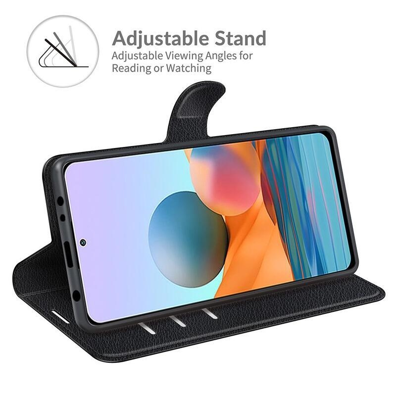 Litchi pénztárca tok a Xiaomi Redmi Note 10 Pro-hoz - fekete