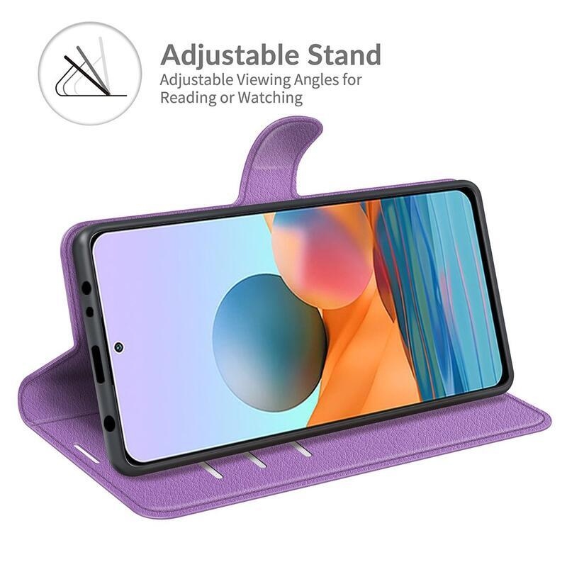 Litchi pénztárca tok a Xiaomi Redmi Note 10 Pro-hoz - lila