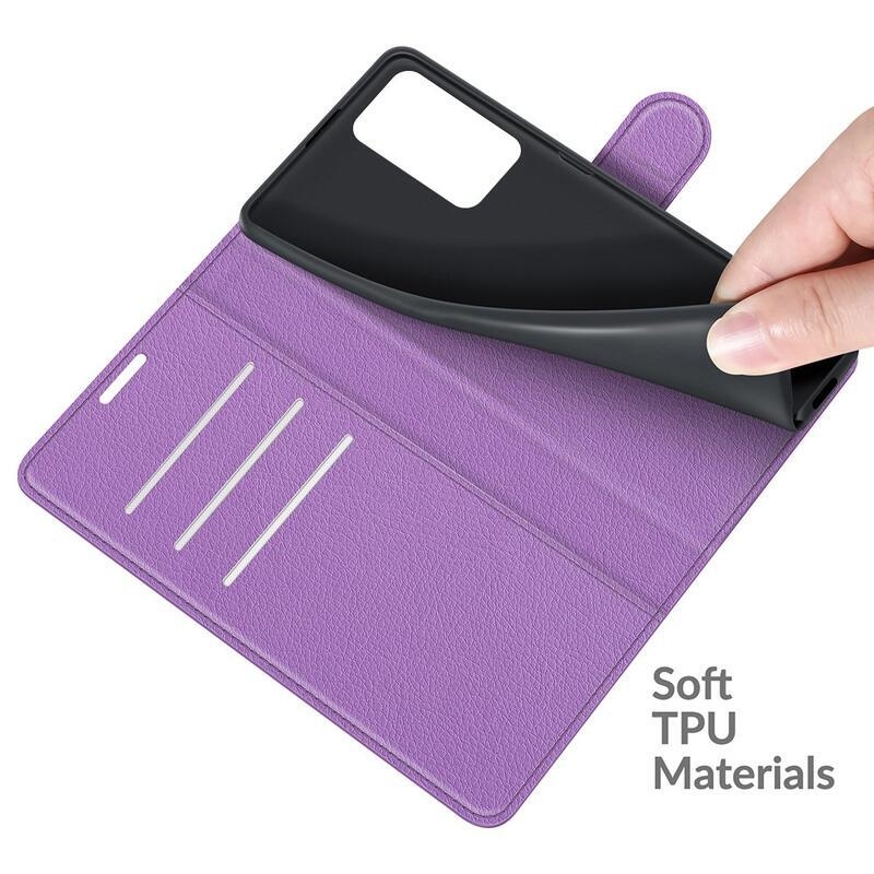 Litchi pénztárca tok a Xiaomi Redmi Note 10 Pro-hoz - lila