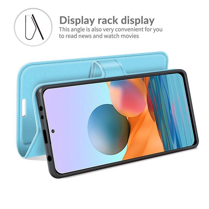 Litchi pénztárca tok a Xiaomi Redmi Note 10 Pro-hoz - kék
